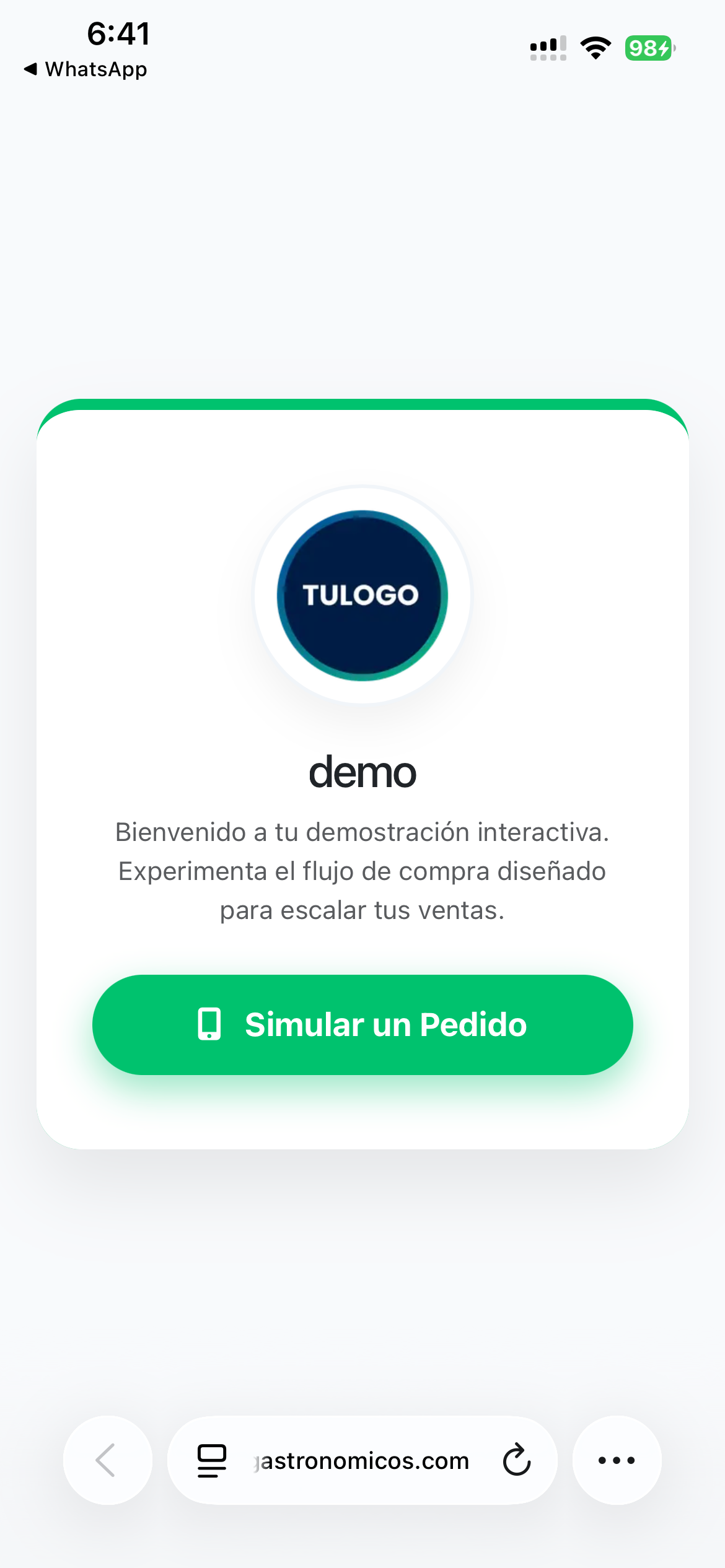 Pantalla Demo PideFácil